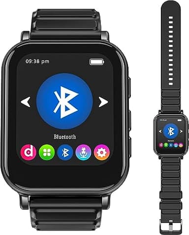 CCHKFEI Reproductor MP3 Bluetooth 5.0, 32GB Deportivo Reloj Reproductor de Música MP3 con Pantalla Táctil, Podómetro, Calidad de Sonido de Hi-Fi, Adecuado para Deportes, Fitness, Correr y Viajar