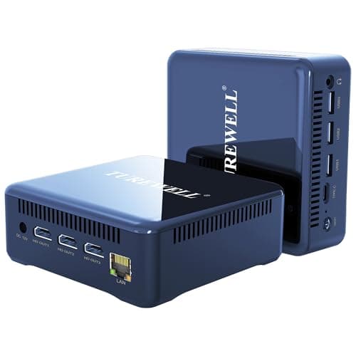 TUREWELL HSI 100 Mini PC, Mini PC Desktop con Alder Lake-N100, 16G DDR4 RAM 512GB SSD, WIFI6, 3 HD 2.1/BT 5.2/1000M Standard RJ-45, visualizzazione su 3 schermi
