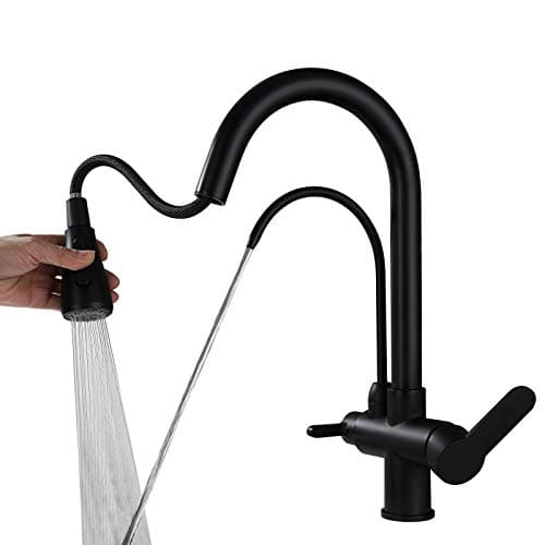 grifo extraible para fregadero de cocina osmosis negro laton, 3 Vías, 10 Años Garantía-Negro