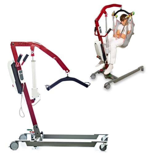 Grúa eléctrica, Grúa personas mayores, Grúa para enfermos, Elevador de pacientes, Marca Española, Solmats, Soporta 150 kg, Arnés Incluido, Personas Mayores, Segura, Plegable, Fácil de Usar