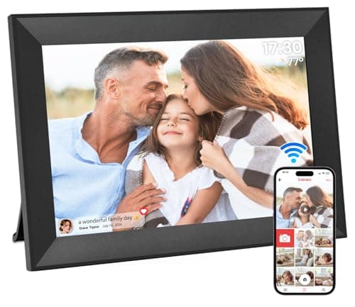 Hesmor Frameo Marco de Fotos Digital WiFi 10,1 Pulgadas Pantalla Táctil Marco Digital IPS 1280 x 800 32GB Rotación Auto Portaretratos Digitales de Fotos Inteligente Soporte Foto, Música, Video, Negro