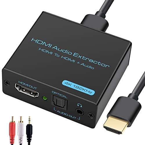 VEDINDUST HDMI Audio Extractor 4K Splitter a Óptical SPDIF Toslink Salida de 3.5mm Audio Adaptador Soporte DTS PCM para PS4 PS5 Xbox BLU Ray Projectores Monitor