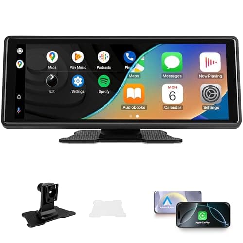 Pantalla de coche compatible con CarPlayy y Android Auto, radio inteligente inalámbrica, pantalla táctil IPS portátil Android Carplayy 10,26 Pulgadas 1080P, Googlee y Siri Assistant (10,26 Pulgadas)