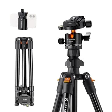 K&F Concept Trípode Cámara,163CM Trípode Viaje para Cámara,Trípode Ligero en Aluminio, Trípode de Movil con Soporte de Teléfono,Tripode Canon Reflex con Rótula de Bola para Cámara DSLR (Solo 1.16kg)