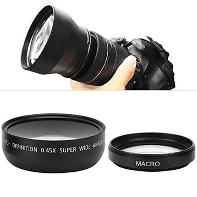 Lente Gran Angular para cámara de 49mm, Lente Macro Gran Angular 0.45X Universal para Canon para Nikon para Sony para cámara Olympus