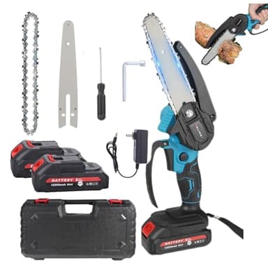 Mini Motosierra Bateria, 6 Pulgadas Motosierra Bateria con Motor sin Escobillas con 2 Baterías, Motosierra Eléctrica portátil Inalámbrica para Podar Árboles de Jardinería y Madera