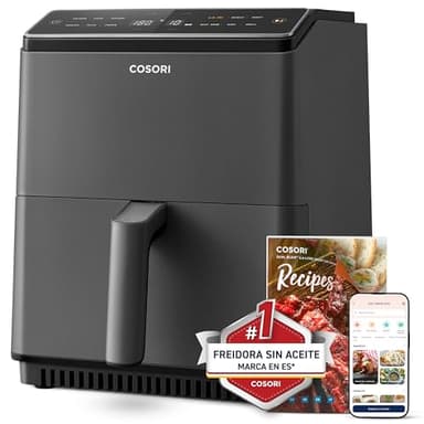 COSORI Freidora sin Aceite Inteligente 6,4L, Freidora de Aire Caliente con Doble Calefacción, sin Agitación sin Precalentamiento, Air Fryer con Recetas en Español y 12 Programas,gris oscuro, CAF-P583S