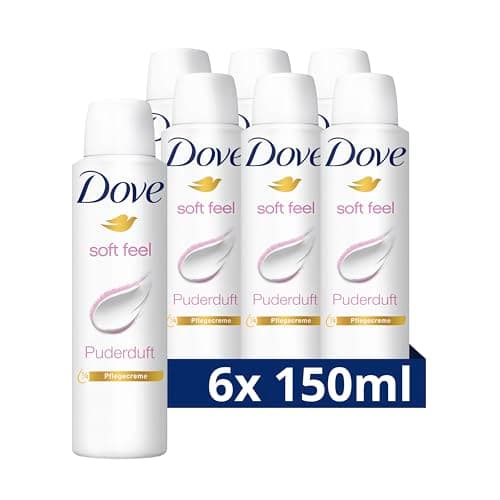 Dove Desodorante en spray tacto suave olor del polvo caliente, paquete 6er (6 x 150 ml)