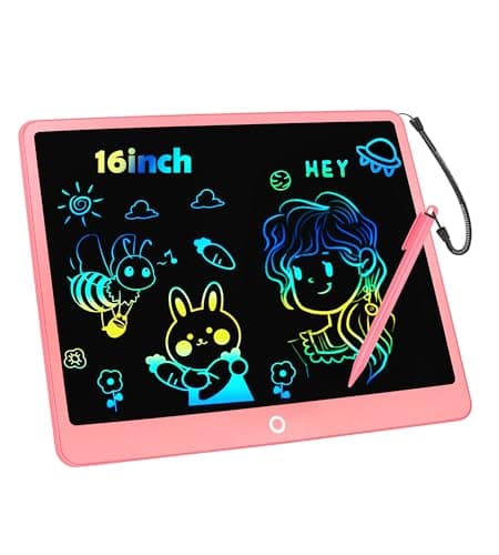 Tableta de Escritura LCD 16 Pulgadas, Tablero de Dibujo Electrónico, Colorida Pizarra Tableta Electrónica Gráfica Pizarra Infantil Juguete Juego de Regalo Cumpleaños para Niñas y Niños de 3-12 Años