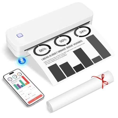 GuKKK Impresora Térmica Portátil A4, Impresora de Papel A4 Bluetooth, Impresoras Móviles Uso con Papel Térmico 210x297mm, Compatible con Teléfonos Android e iOS, para el Hogar, la Oficina (Blanco)