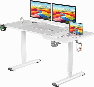 Dripex Escritorio Elevable Eléctrico 160x75cm, Standing Desk Escritorio Ajustable en Altura con Tablero, Función de Memoria, Mesa Escritorio Blanco