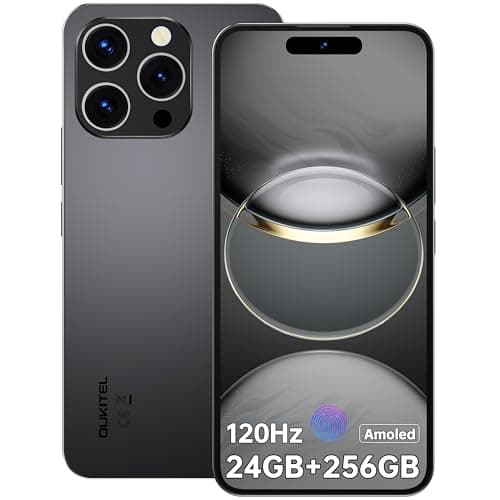 OUKITEL P1 Telefono Movil Android 14, 24GB(8+16)+256GB/2TB Telefonos Moviles Libres, Pantalla AMOLED 6.7" 120Hz FHD+ Smartphone, 5150mAh Batería, Cámara 50MP+32MP, 4G Dual SIM, Face ID/NFC/GPS, Negro