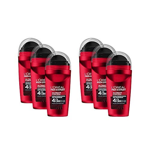 L'Oréal Men Expert 48H Desodorante Roll-On para hombres, desodorante en roll-on contra el olor a sudor, sudor y humedad en las axilas, desodorante para hombre con aroma fresco a madera sin alcohol,