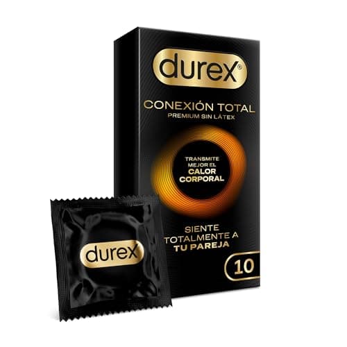 Durex Conexión Total Preservativo Ultra Fino Plus sin Látex con Tecnología Body Feel que Transmite Mejor el Calor Corporal, 10 Condones