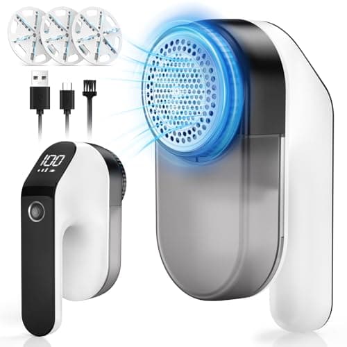 NIWOHOM Quitapelusas Electrico, Quita Pelusas Ropa Quitapelusas con Pantalla LED y 3 Velocidades, Quita Pelusas para Ropa Electrico de 6 Hojas, Recargable Quitapelusas para Ropa y Muebles Eficiente