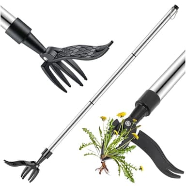 TOGETDREAM Extractor de maleza Juego de Jardín Extractor Malas Hierbas, Herramienta de Jardín de Césped de Pie Extractor de Malezas de Jardín con 4 Garras Quita Hierbas Malas Manual para Césped Patios