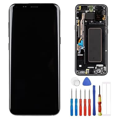 E-YIIVIIL Pantalla TFT de repuesto compatible con Samsung Galaxy S8 Plus G955F, pantalla táctil, digitalizador, montaje de cristal negro con marco+herramientas (sin huellas)