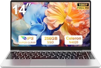 Ordenador Portátil 14 Pulgadas Win 11 con 5G WiFi,6GB RAM 256GB SSD Expansión SSD 1TB（Up to 2.8Ghz）BT4.2 3.0 Transmisión Puerto 1920×1080 Portátiles FHD Buenos & Mini Puerto Multimedia con ratón-Plata