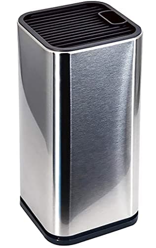 Bloque para Cuchillos, Soporte para utensilios de cocina de Acero, Almacenamiento Plateado con Ranuras para Tijeras u Objetos de Corte Afilado