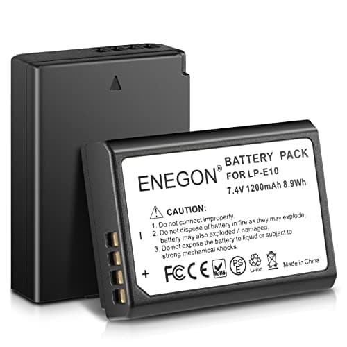 ENEGON LP-E10 Batería de 1200 mAh (2 Unidades) para Canon LP-E10 y Canon EOS Rebel T3, T5, T6, T7, T100, Kiss X2, Kiss X50, Kiss X70, X80, X90 EOS 1100D, EOS 1200D, EOS 1300D 1500D 2000D 3000D 4000D