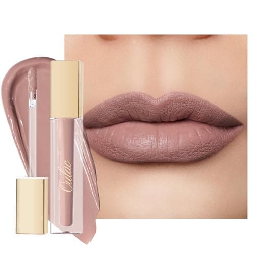Oulac Nude Pintalabios Mate Líquido - Beige Larga Duración Labios, Muy Pigmentadas, Cobertura Total Barra de Labios, Fórmula Cremosa, Sin Transferencia,Con Aceite de Rosa, Vegano M19