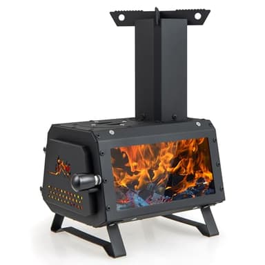 GOPLUS Horno de cohetes al aire libre, estufa de tienda de campaña, estufa de leña, estufa de jardín para cocinar, estufa de leña, estufa portátil, para camping, camping, camping, senderismo, viajes,