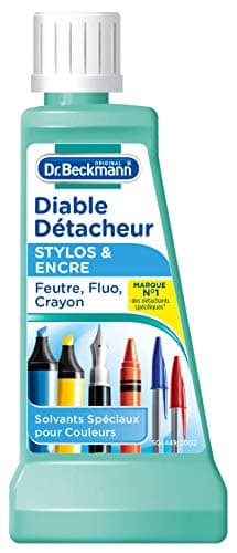 Dr. Beckmann – Líquido, Diablo – Quitamanchas de bolígrafo y tinta 50 ml – Quitamanchas específicas sin perfume para manchas de bolígrafo, fieltro, neón, lápiz – Disolventes especiales para colores –