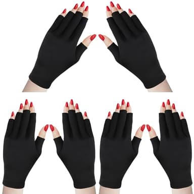 3 pares UV Shield Glove Gel Manicures Glove Anti UV Guantes sin dedos Protegen las manos de la lámpara de luz UV Secador de manicura (Conjunto de Color 1)