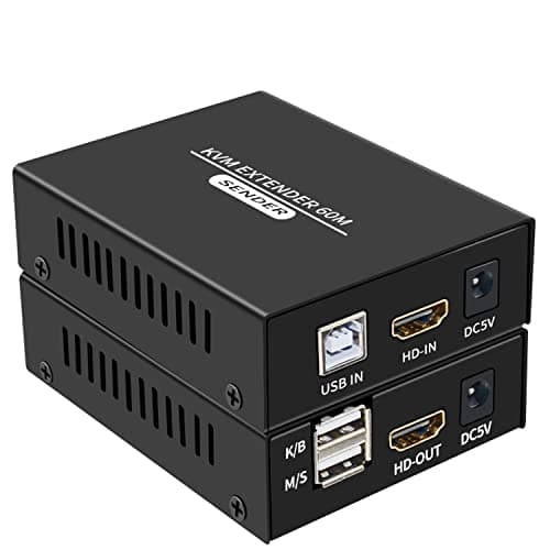 Extensor KVM HDMI de 60 m sobre Cat5e Cat6 1080 p HDMI USB KVM Extender Transmitir con Loop Out Soporte USB Teclado Mouse Extensión