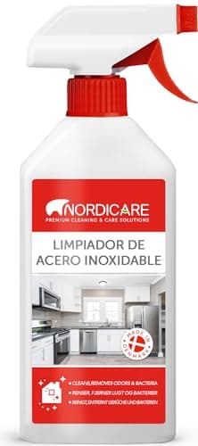Nordicare limpiador de acero inoxidable [500ml] spray de cuidado de acero inoxidable para una limpieza eficaz I Elimina grasa e impurezas I limpiador profesional de acero inoxidable