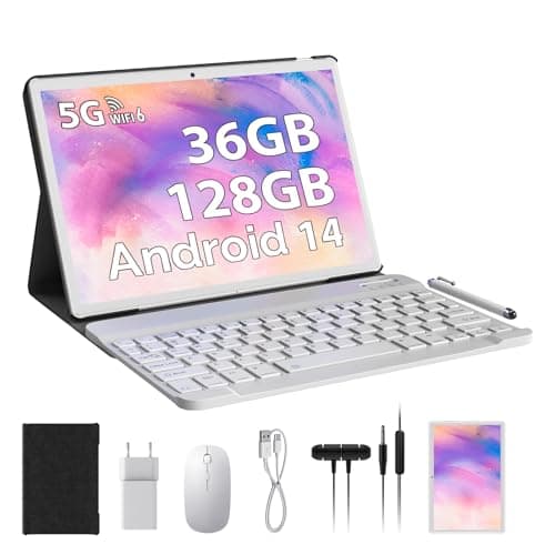 PIXPEAK Tablet 10 Pulgadas Android 14.0 con 5G WiFi Tablet, 36GB RAM+128GB ROM(1TB Ampliable), Octa Core 2.0 GHz Tableta, 8000mAh, 5MP+8MP, FHD, WLAN, Bluetooth, GPS, Tablet con Teclado ect (Or)