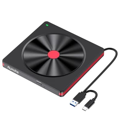 Lector CD/DVD Externo, Grabadora DVD Externa con USB 3.0 y Type-C,Disquetera Externa USB CD/DVD-RW Drive,Lector DVD Externo para Portatil,PC,Laptop,Windows 11/10/8.1/XP/Linux/MacOS,iMac,Macbook Negro