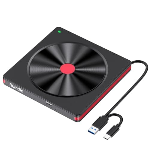 Lector CD/DVD Externo, Grabadora DVD Externa con USB 3.0 y Type-C,Disquetera Externa USB CD/DVD-RW Drive,Lector DVD Externo para Portatil,PC,Laptop,Windows 11/10/8.1/XP/Linux/MacOS,iMac,Macbook Negro