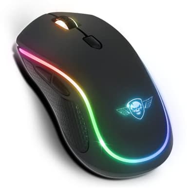 Spirit Of Gamer Pro M9, Raton Inalambrico Gaming Simétrico, 6 Botones programables, Sensor Óptico 4200 dpi, 6 Efectos de retroiluminación RGB Personalizables, Mouse Gaming Ergonómico Recargable