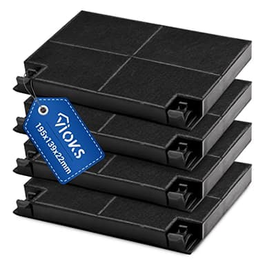 VIOKS Juego de 4 filtros de carbón para campana extractora, 195 x 139 mm, repuesto para filtro de carbón Zanussi 902979355/2 EFF70