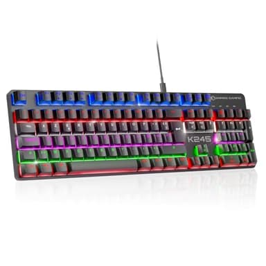 Empire Gaming – Nuevo 2025 – K245 Teclado Gaming Cableado Switches Mecánico MX Red (FR – AZERTY) – Tipo C – Para PC/PS4/PS5/Xbox – Retroiluminación RGB 24 Efectos – 105 Teclas – N-Key Rollover (NKRO)