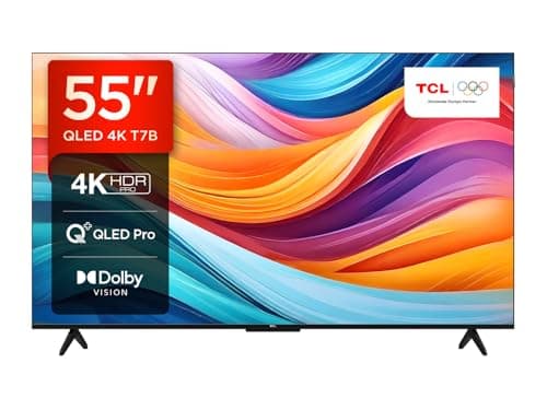 TCL 55T7B Televisor QLED Pro de 55", 4K Ultra HD, HDR Pro, Smart TV Powered by Google TV (Dolby Vision y Atmos, Motion Clarity, Control por Voz Manos Libres, Compatible con Google Assistant)