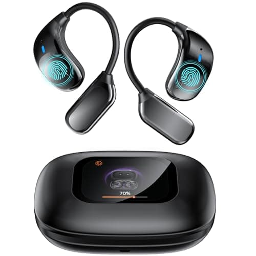 MTOXW AI Auriculares Traductores, 3 en 1 Auriculares Traducción en 135 Idiomas con App, Bluetooth 5.4 Auriculares de Oído Abierto con Pantalla Táctil 60H Tiempo de Use IPX7 Impermeable para Viajes