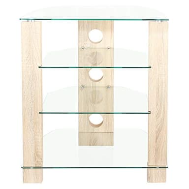 Soporte HiFi de 4 Niveles, Soporte de Mesa giratoria, Soporte de Disco para Audio, Estante de Almacenamiento, Centro de Entretenimiento, Vidrio Templado, Transparente, Mueble Multimedia