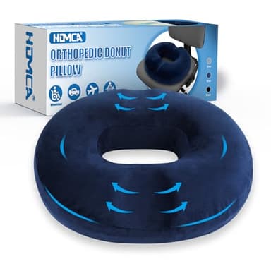HOMCA Cojín para Coxis Espuma Cojín Hemorroides, Cojin Silla Oficina Cojin Antiescaras para Asientos de Oficina, Silla de Ruedas, Parte Inferior Antideslizante, Funda Lavable, Azul