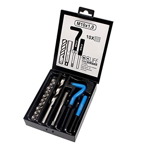 CCLIFE Juego de reparación de roscas M5 M6 M8 M10 M12 M14 kit reparacion roscas helicoidales helicoil kits, Tamaño:M10 X 1.0