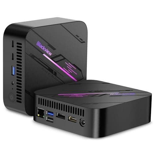 Blackview MP100 Mini PC, AMD Ryzen 7 5825U(8 núcleos, 16 Hilos, hasta 4,5 GHz), 16 GB RAM, 512 GB SSD Mini PC Gaming, Mini Ordenador de Escritorio, Triple Pantalla 4K/WiFi 6/USB 3.2/RGB/BT5.2/Tipo C
