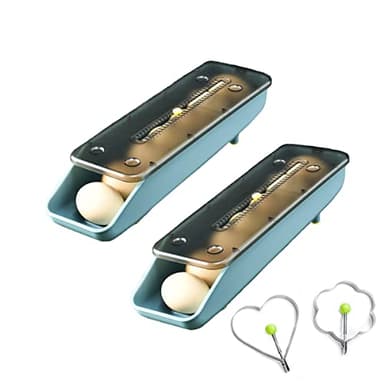 QeeHeng Soporte para huevos para refrigerador, 2 cajas de almacenamiento frescas para refrigerador, contenedor de almacenamiento de huevos rodantes automáticamente para (azul, paquete de 2)