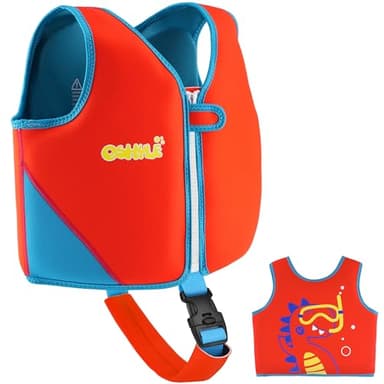 OSHYLE Chaleco de Natación de Neopreno de la Marca Premium para Niños - Flotador para el Aprendizaje de la Natación Ideal para Niños (Naranja, S(1-3))