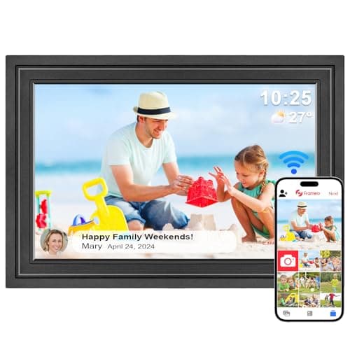 Marco de Fotos Digital WiFi de 10,1 Pulgadas, Memoria Integrada de 32 GB, Marco de Fotos con Pantalla Táctil IPS HD de 1280 x 800, Comparte Fotos o Vídeos al Instante a Través de la Aplicación Frameo