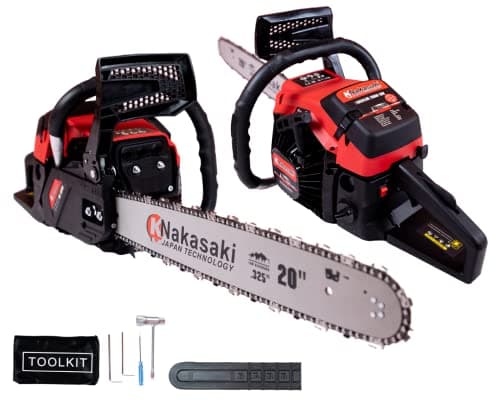 Motosierra Poda De Gasolina 78cc y 3,8cv Con Espada De 20'', Arranque Easy-Start, Sistema Anti-Vibración, Incluye Protector De Espada y Kit De Reparo