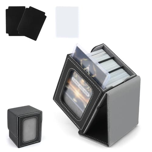 Deck Box para MTG, Caja de Cartascon Exhibición de Commander, Caja de Almacenamiento para 100 Cartas de Manga, Caja Cuero con 2 Separadores de Cartas, Caja de Baraja Magnética para Tgc/Tarjetas