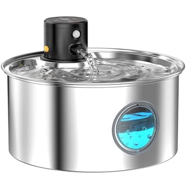 Fuente para Gatos sin Cable: Bebedero Gatos Acero Inoxidable - Fuente Gatos con Sensor - 3.2L Fuente de Agua para Gatos Inalambrica - Fuente Agua Gatos Automatico - Fuente Perro con Bateria Recargable