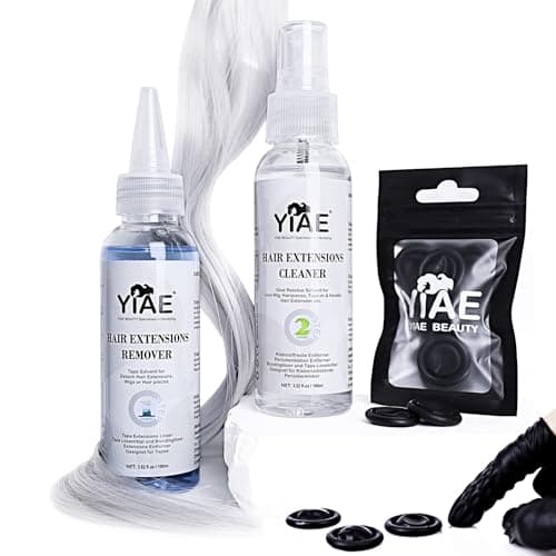 Kit profesional de disolvente extensiones adhesivas y removedor de extensiones adhesivas, 100+100 ml, YIAE Aceite de Limón Extra Fuerte quitar extensiones adhesivas para pelucas y extensiones de pelo