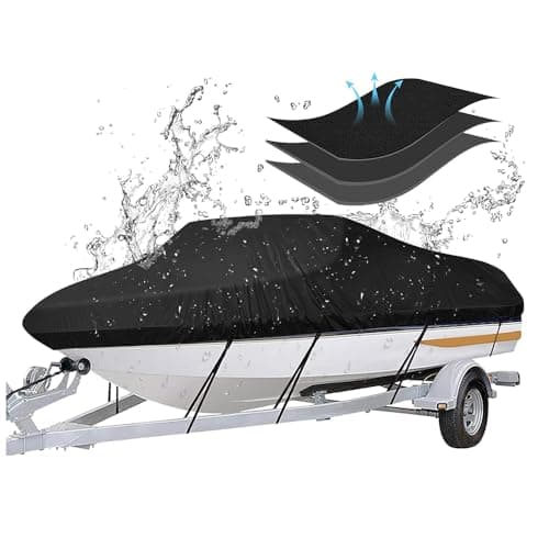 Fundas para Barcos,14-16 Pies Cubierta de Barco Impermeable, Ancho 530 x 290 cm,Resistente al Agua y al Aceite,Adecuado para Embarcaciones en V, Rastrillos, Barcos de Pesca, Yates y lanchas Rápidas